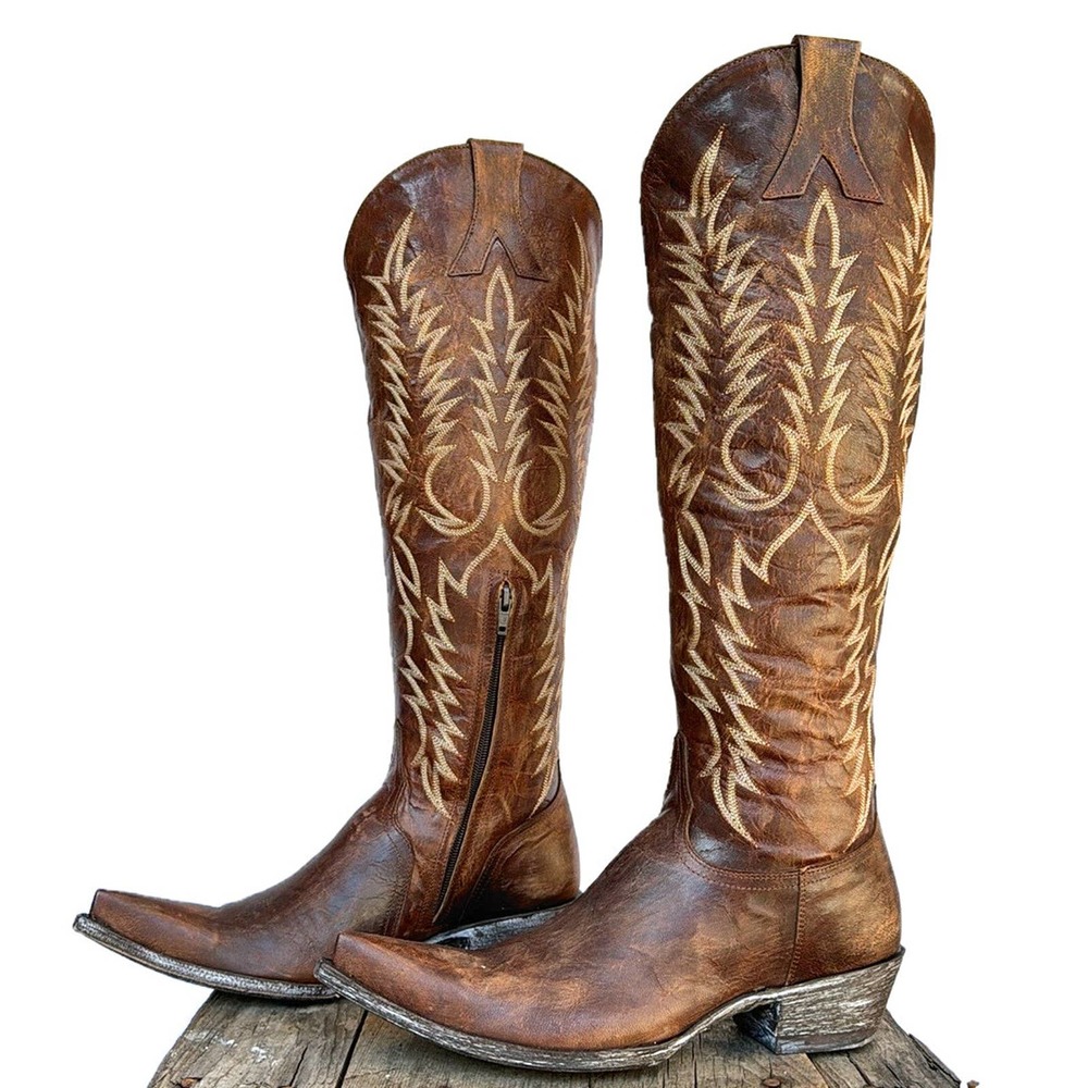 Sold OLD GRINGO Mayra Brown Tall Knee High Relaxed Fit Cowgirl Western Boots 9 - Picture 2 of 7